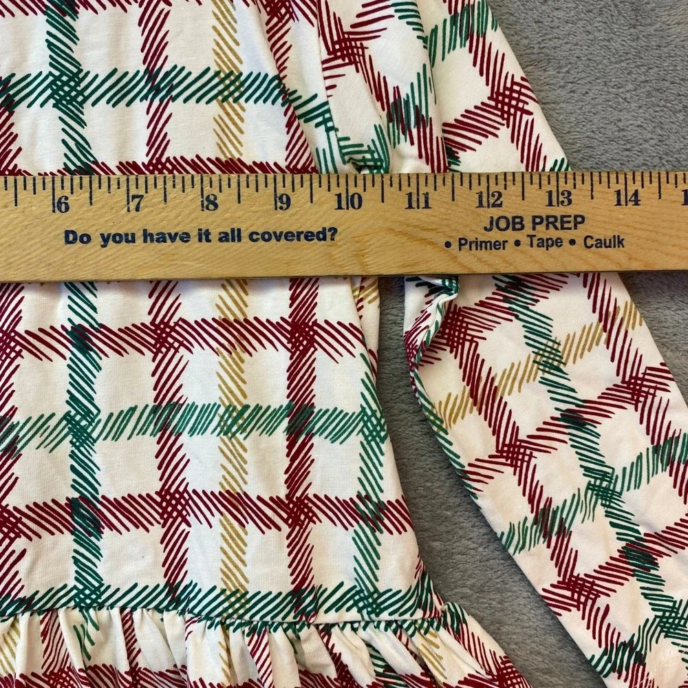 RuffleButts Girls 4T Holiday Plaid Peplum Top Red Green Gold Long Sleeve Shirt